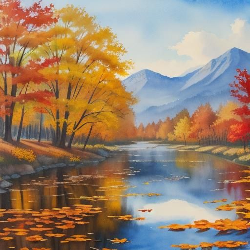 Watercolor Autumn Scene: A Masterpiece of Fall