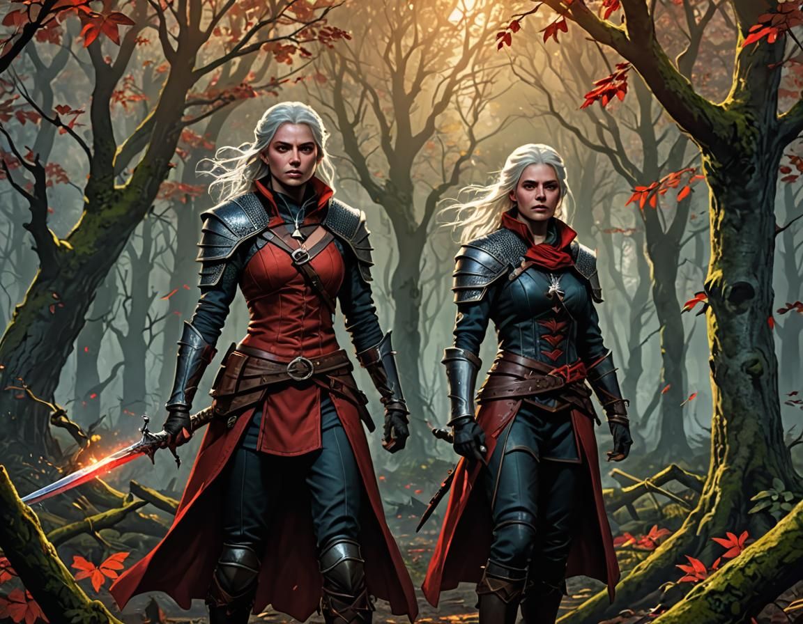 Scarlet Witcher Leads Superheroes in Enchanted Forest
