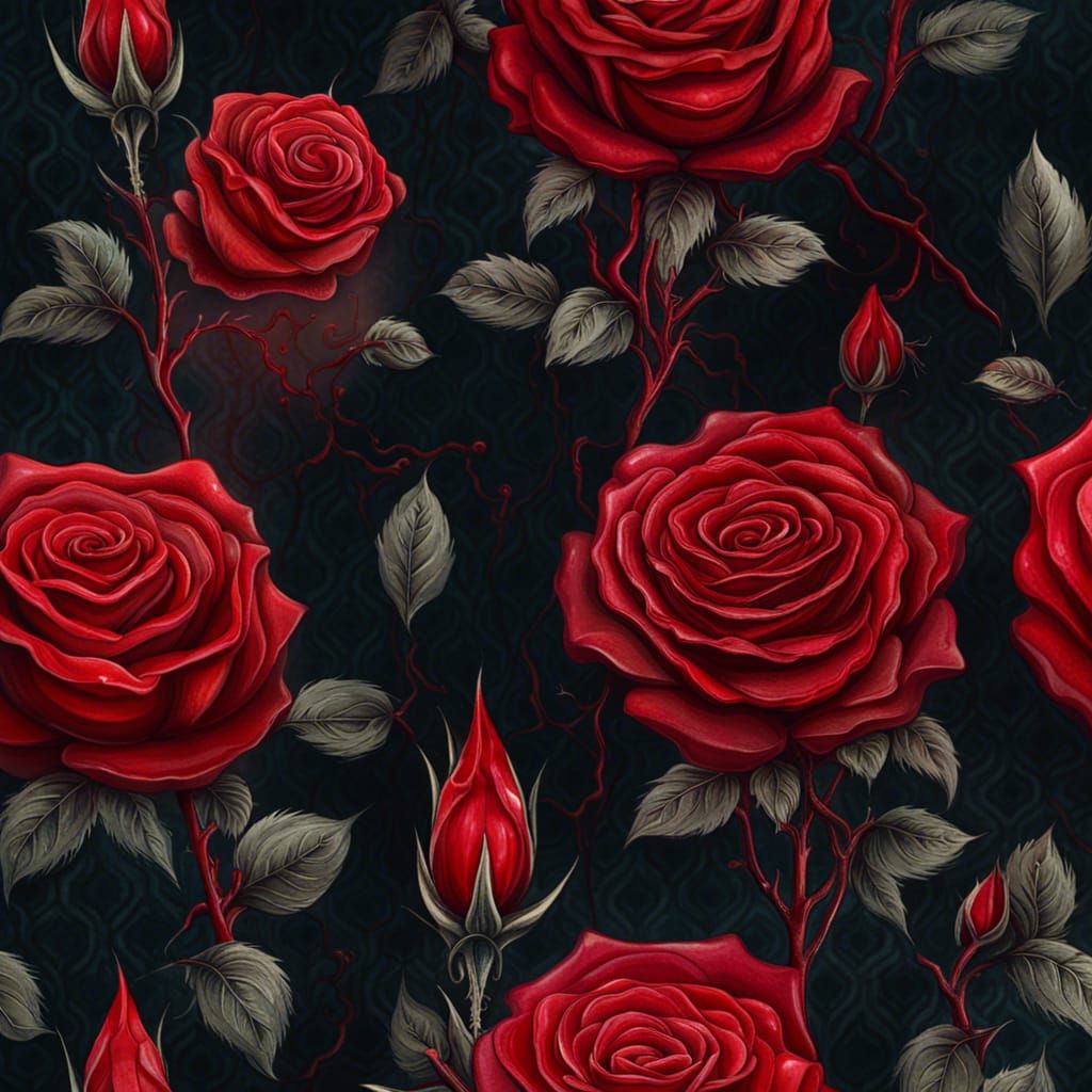 Mystical Blood Rose: A Glowing Crimson Bloom