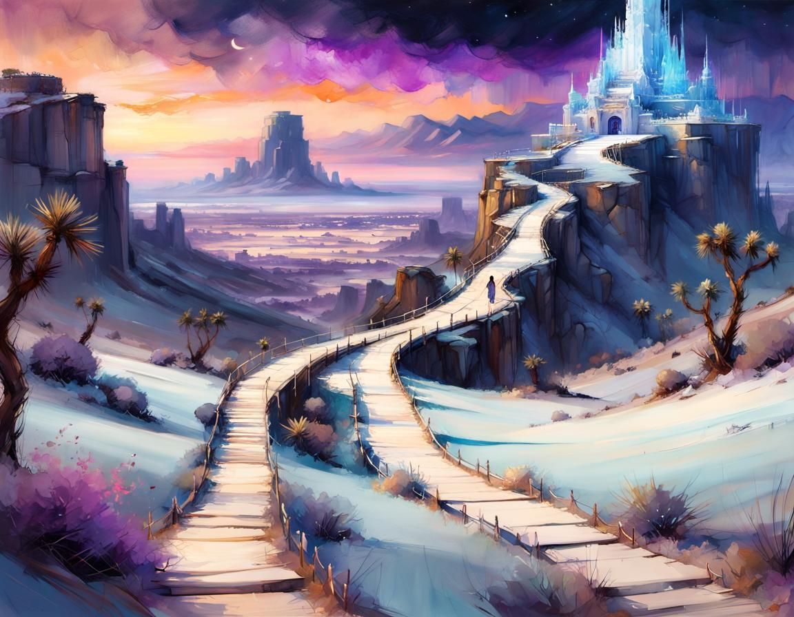 Futuristic Ice Kingdom Beckons in Golden Twilight