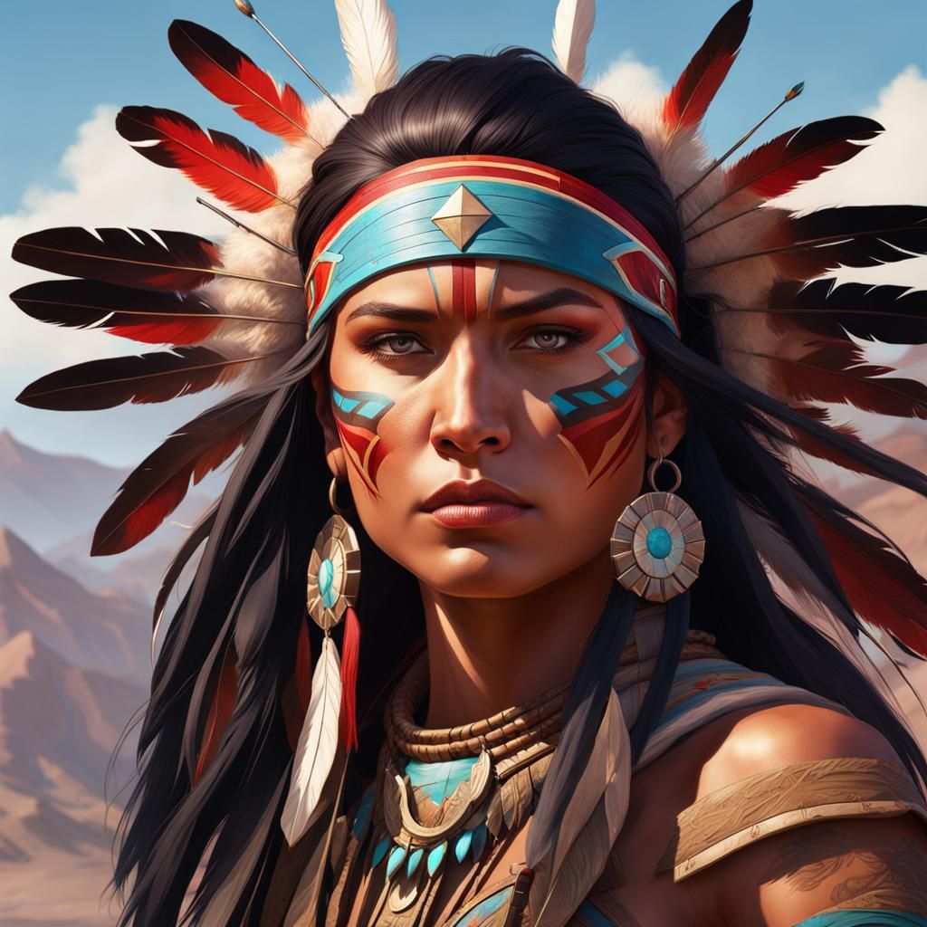 Native American Warrior Princess Concept Art Portrait