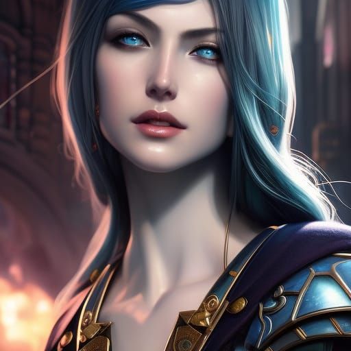 Victorian Assassin with Ice Eyes, Detailed Digital Portrait