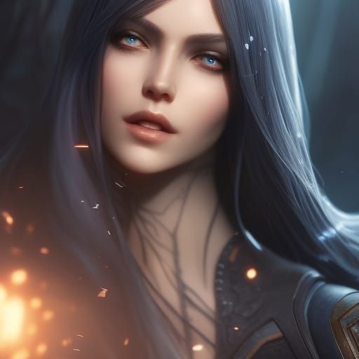 Victorian Assassin with Ice Blue Eyes, Detailed Digital Art