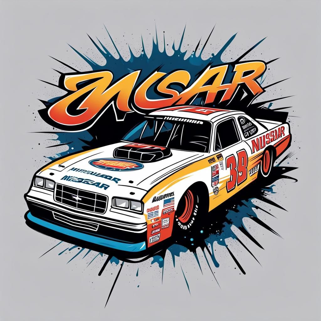 Nascar Car Vector Design in Comic Book Style