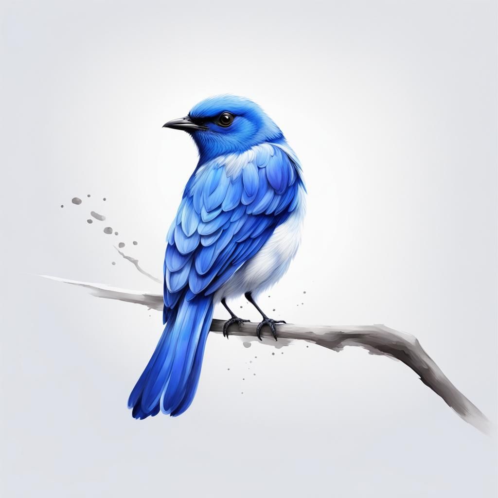Blue Bird on a White Background