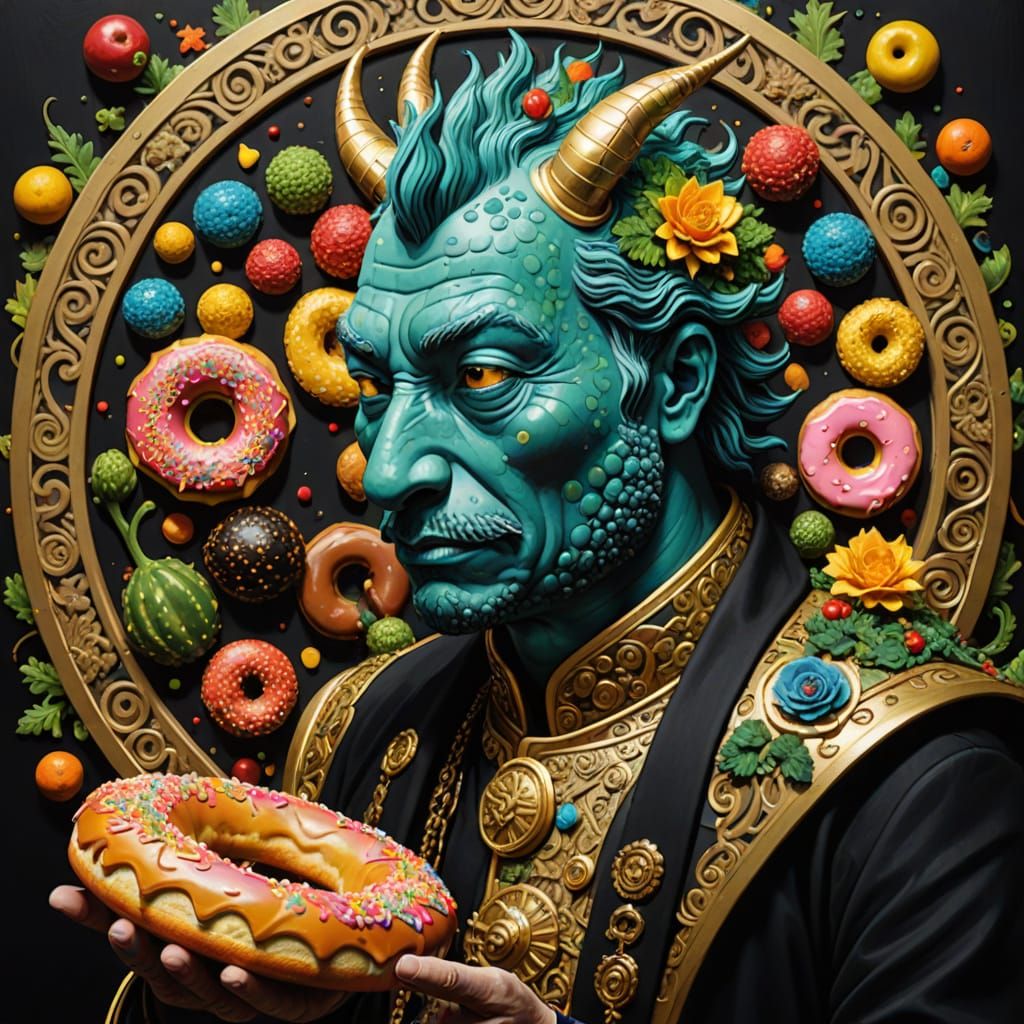 Surreal Christmas Unicorn Wood Sculpture in Hyperrealistic S...