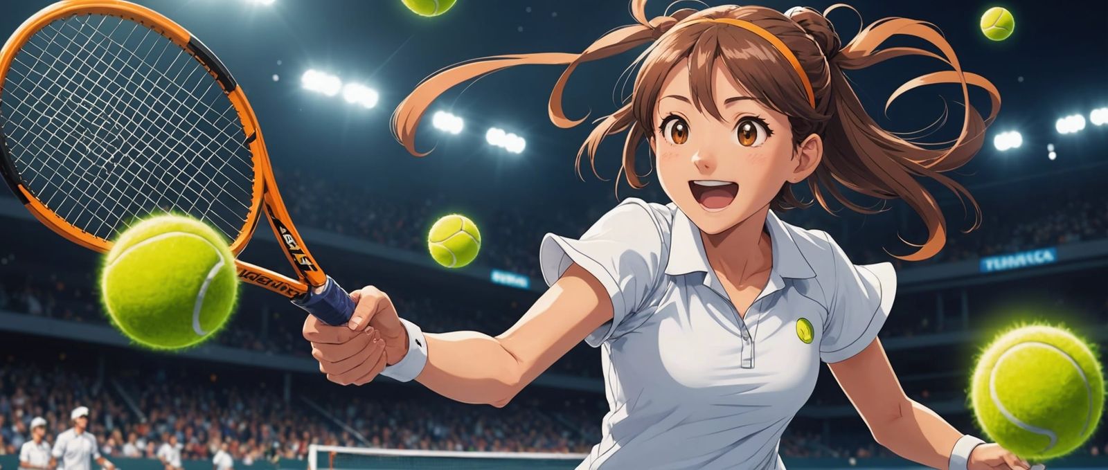 Energetic Tennis Player in Anime Style