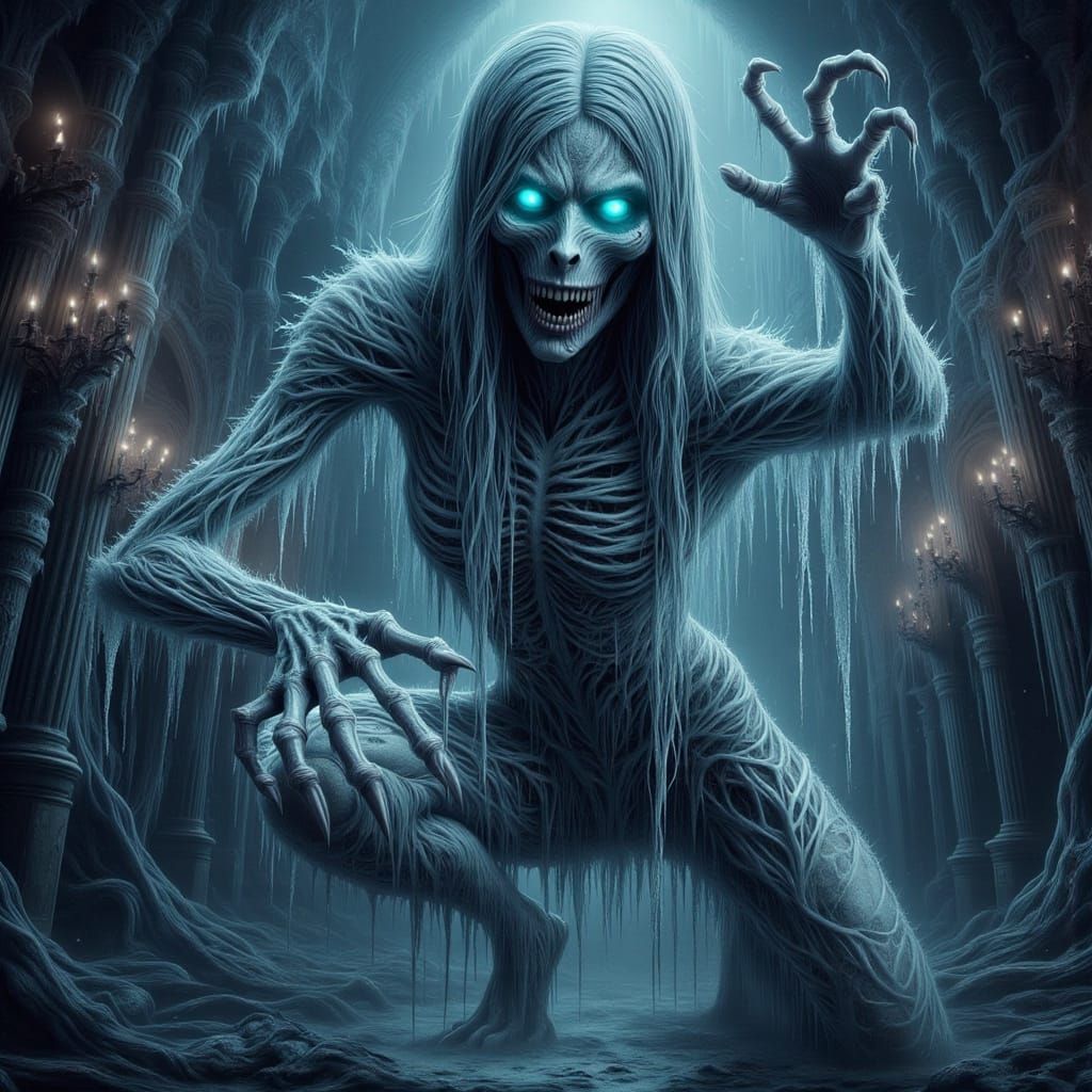 Terrifying Whitewalker Hybrid in Gothic Castle