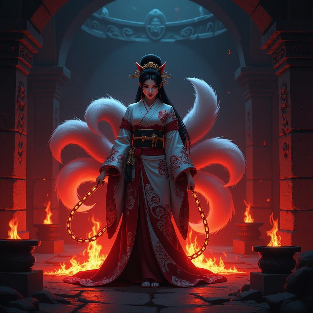 Kitsune Princess Imprisoned in Hellfire Chains