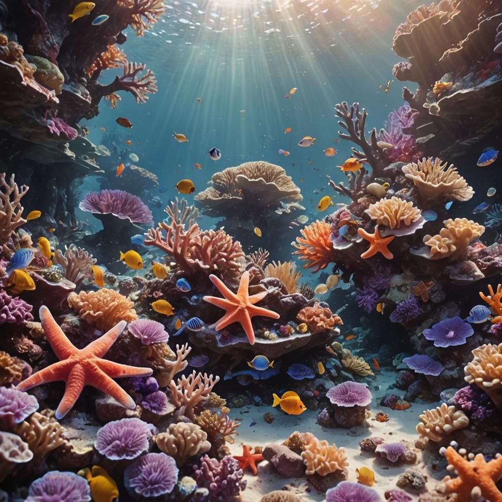 Vibrant Coral Reef in Watercolor Style