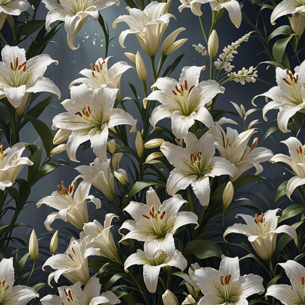 Elegant Lily: Detailed Matte Painting in Unreal Engine