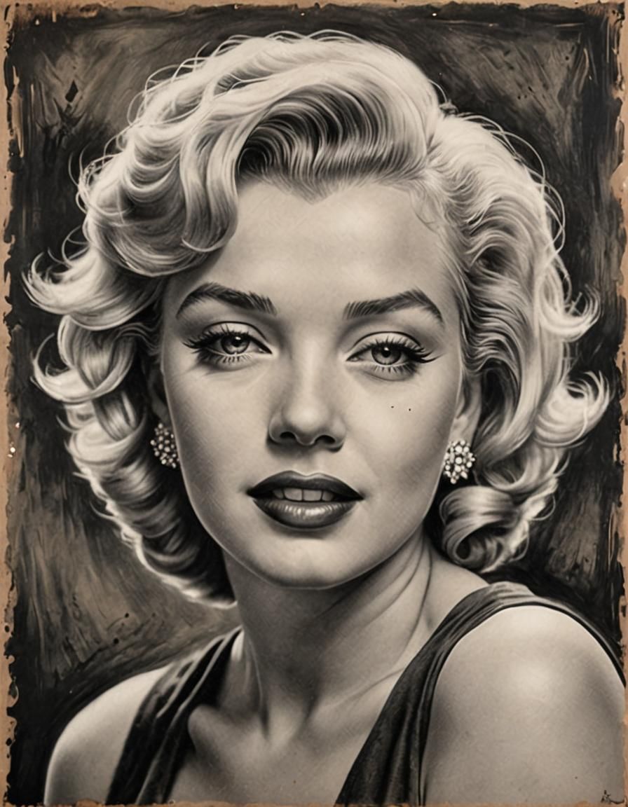 Marilyn Monroe: Charcoal Drawing in Pin-Up Style