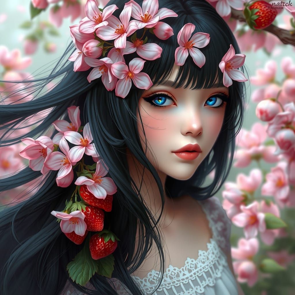 Ethereal Emo Girl in Dreamlike Garden