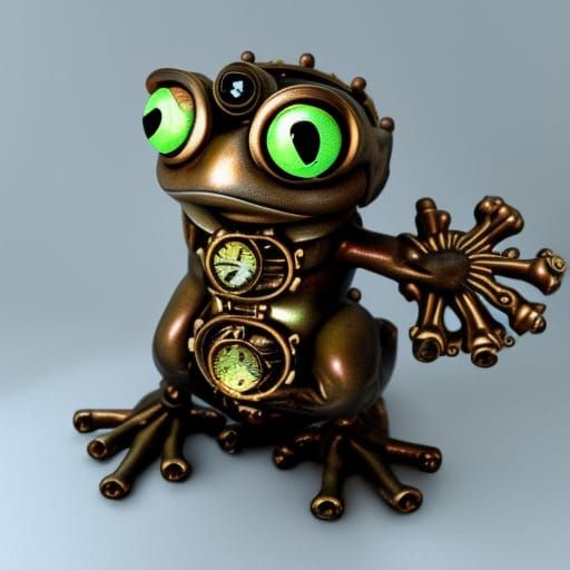 Steampunk Frog with Mechanical Details