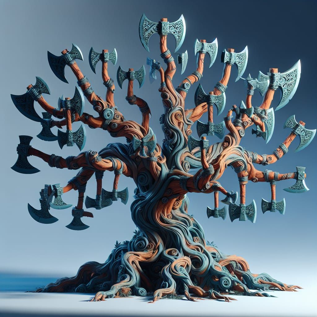 Surreal Axe Head Tree: Fantasy Concept Art