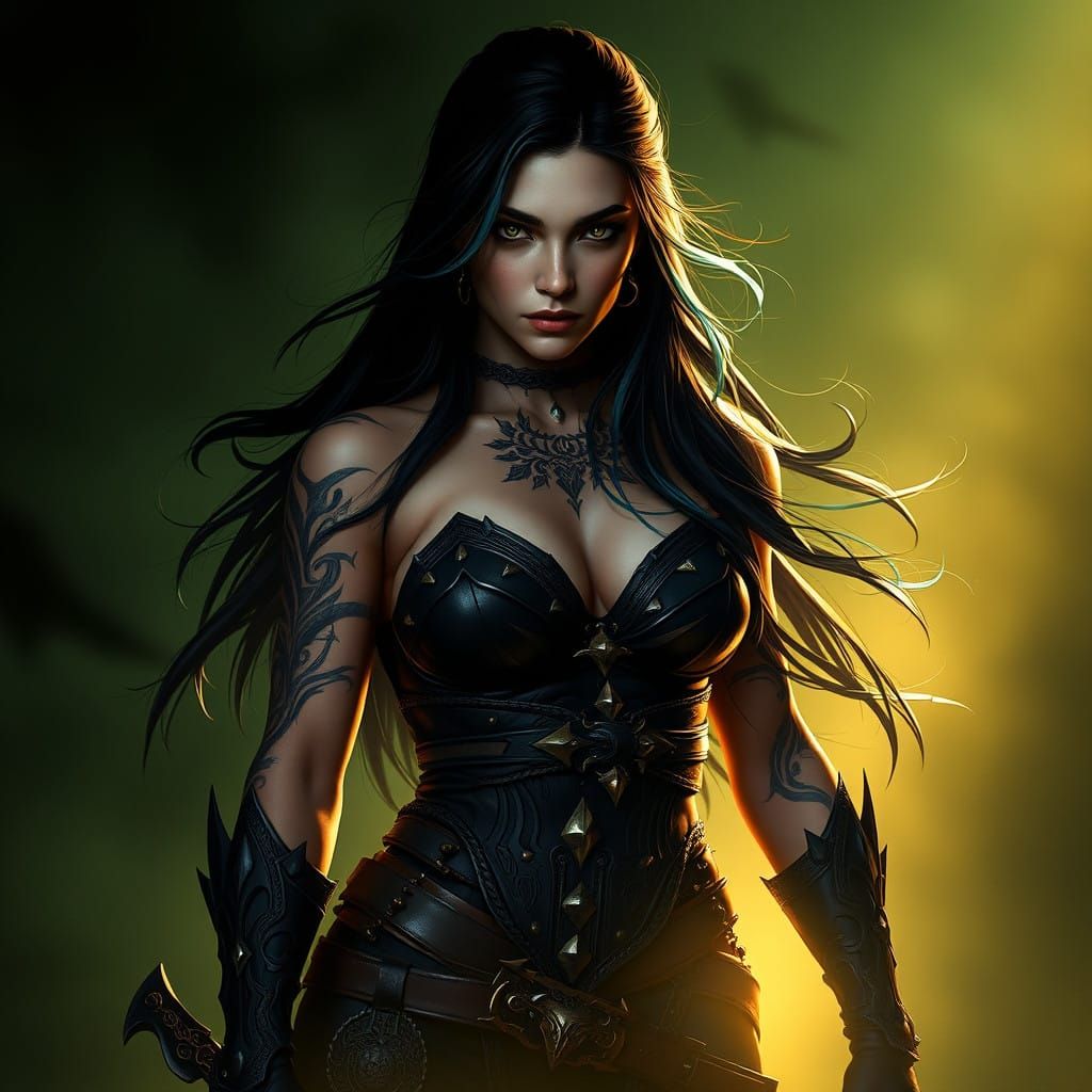 Gothic Fantasy Warrior in Dark, Ethereal Landscape