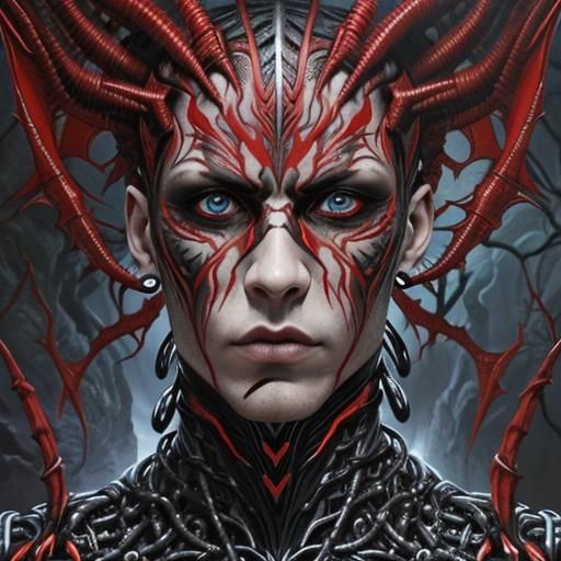 Afrofuturist Cyborg Face with Fractal Veins