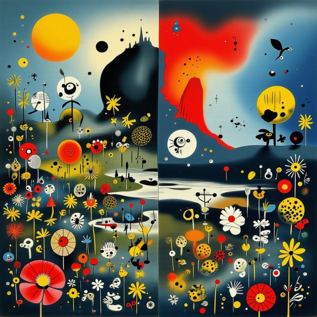 Harmonious Garden Versus Volcanic Chaos in Anime Style