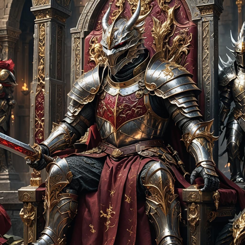 Knight on Throne with Dragon Armor
