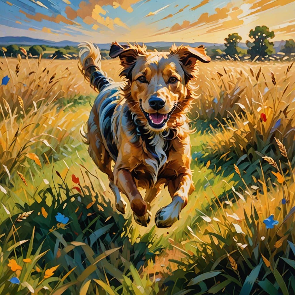 Impressionistic Animal Run in Whirling Colors