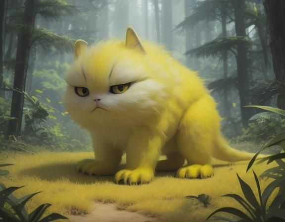 Fluffy Yellow Alien Creature in Hyperreal Landscape