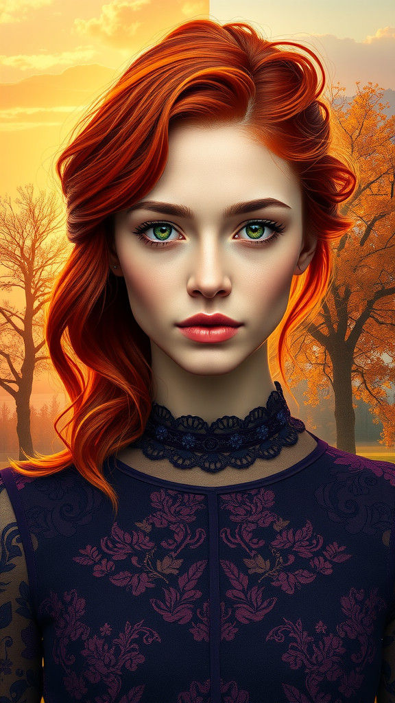 Striking Portrait of Duality in a Digital Art Style