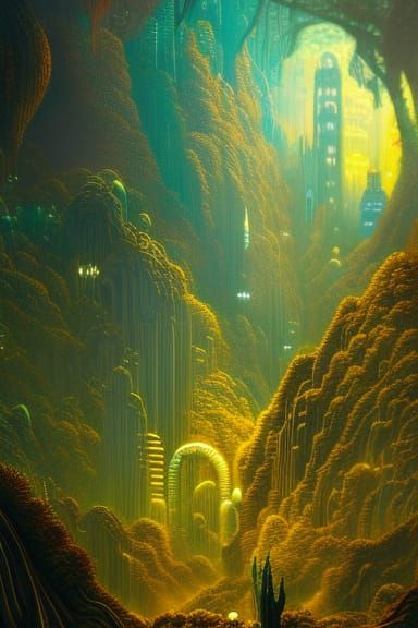 Futuristic Hell Disco Landscape in Vibrant Photoillustration