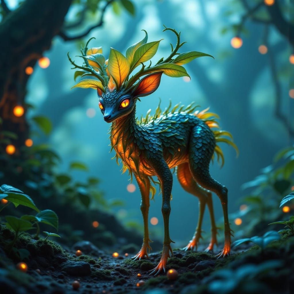 Iridescent Leafalope Roams Alien Forests