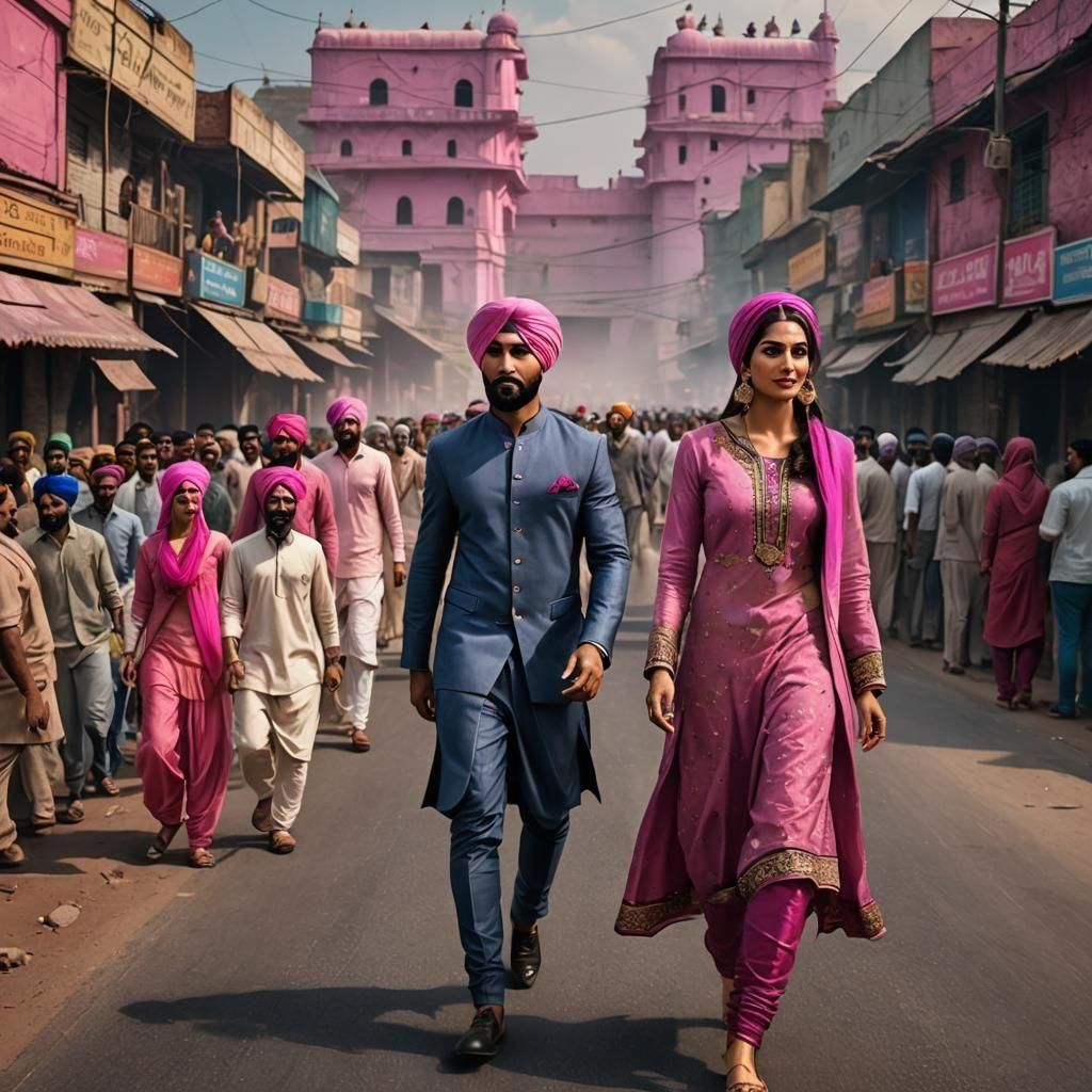 Punjabi Girl in Traditional Dress, Digital Art