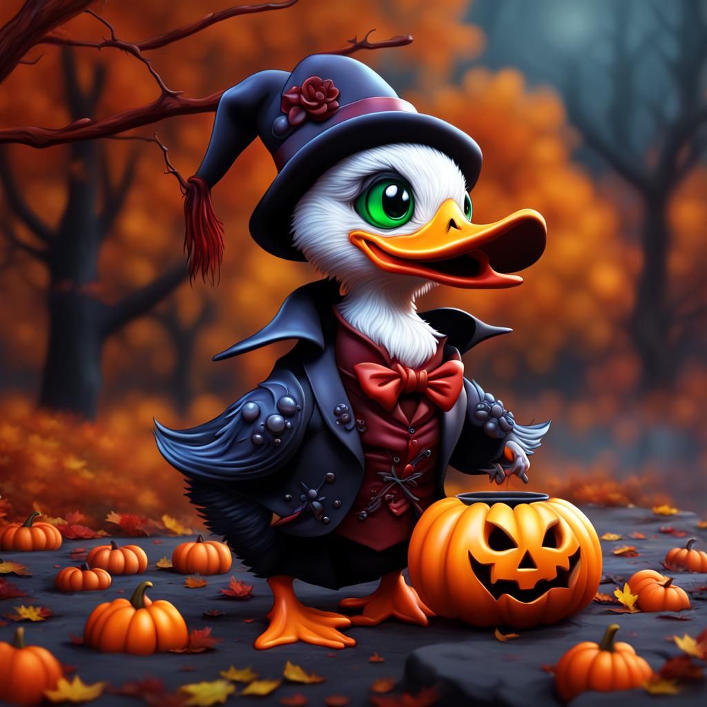 Halloween Vampire Duck in Autumn Colors