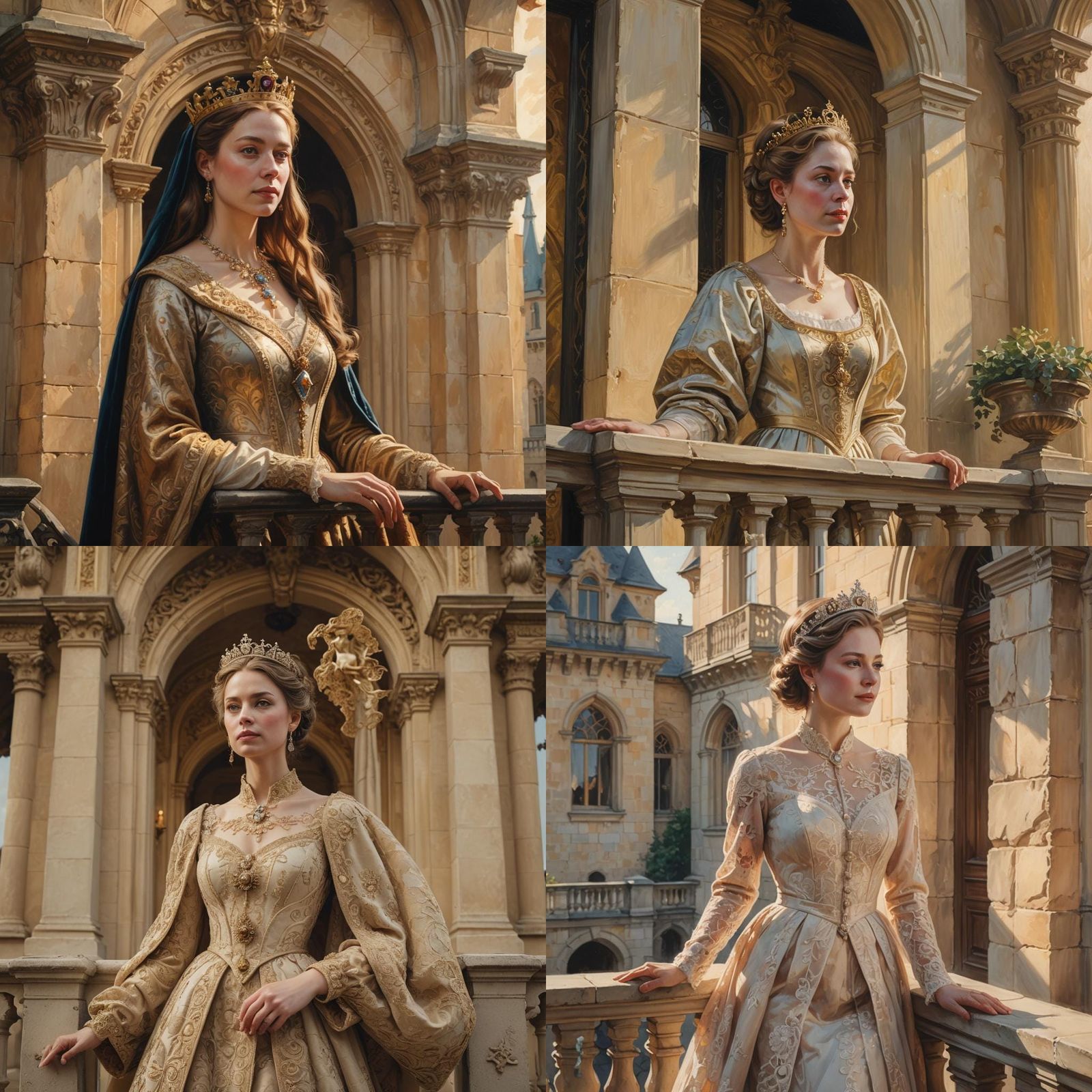 Queen Overlooks Her Kingdom From Castle Balcony