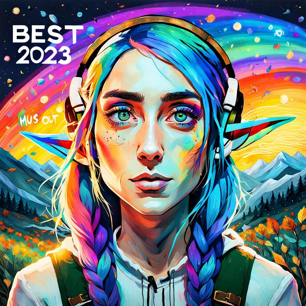 Elf Girl Music Playlist Cover Art in Watercolor Style