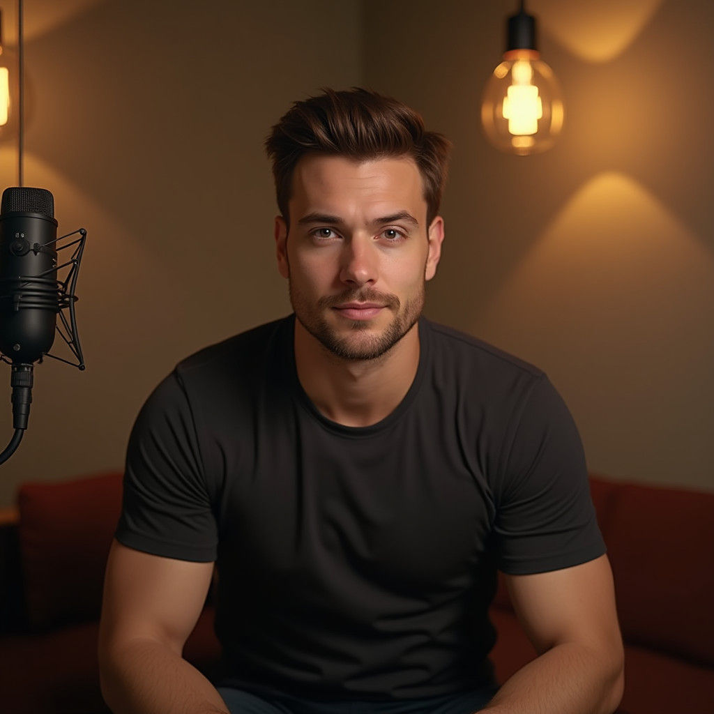 Podcast Portrait: Athletic Man with Engaging Expression