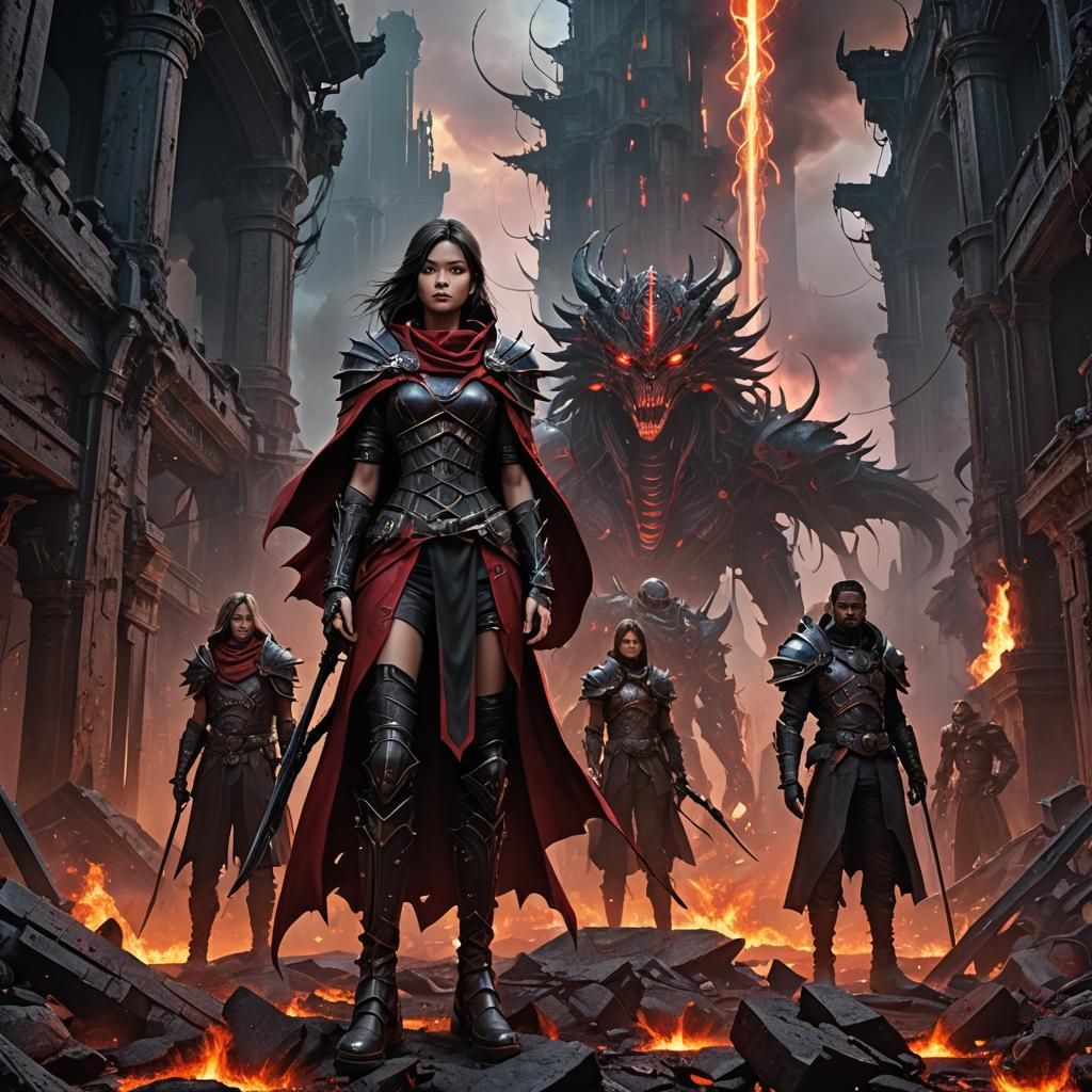 Fantasy Warrior in Crimson Realm, Anime Style