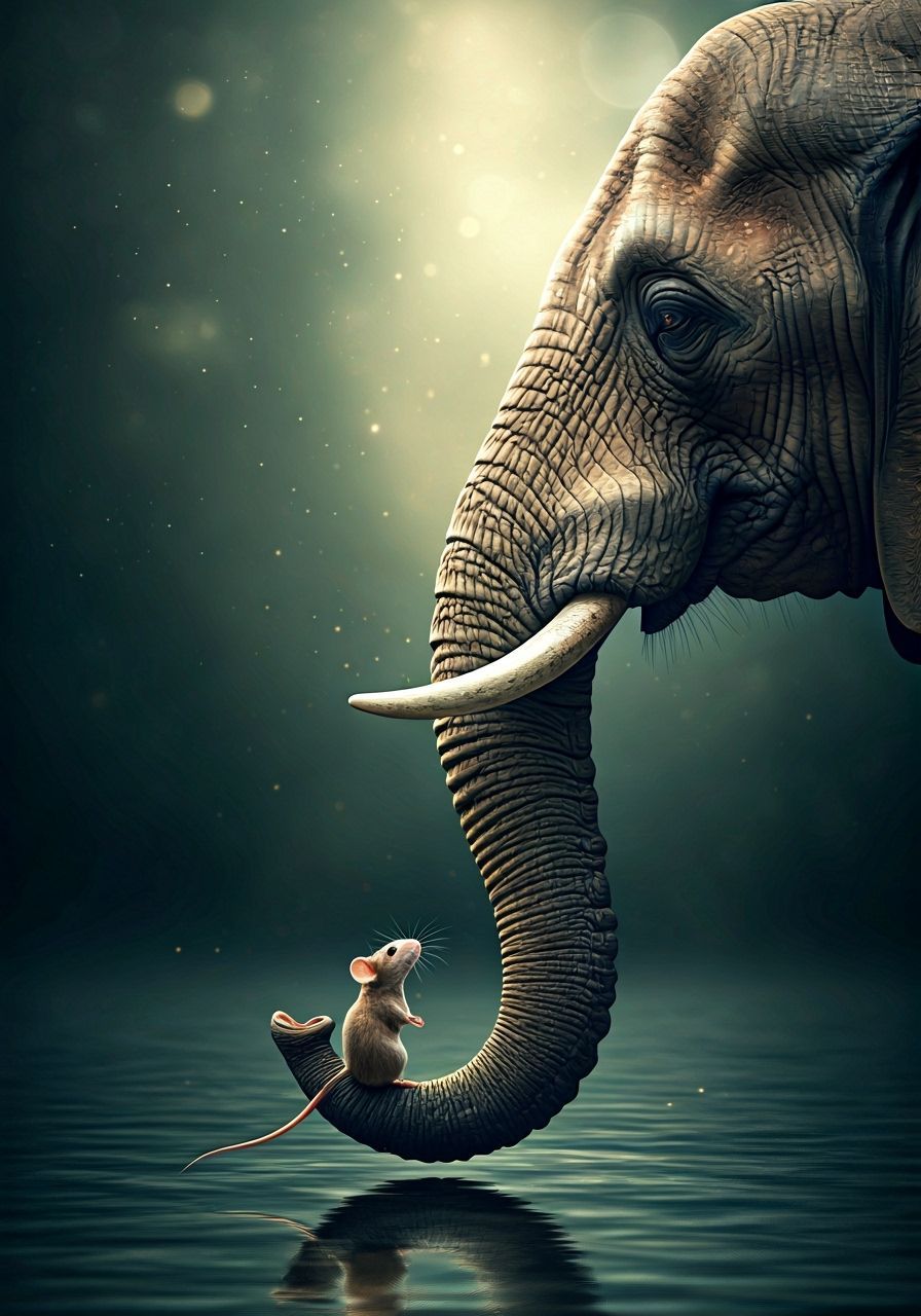 Mouse and Elephant Friendship in Ethereal Setting