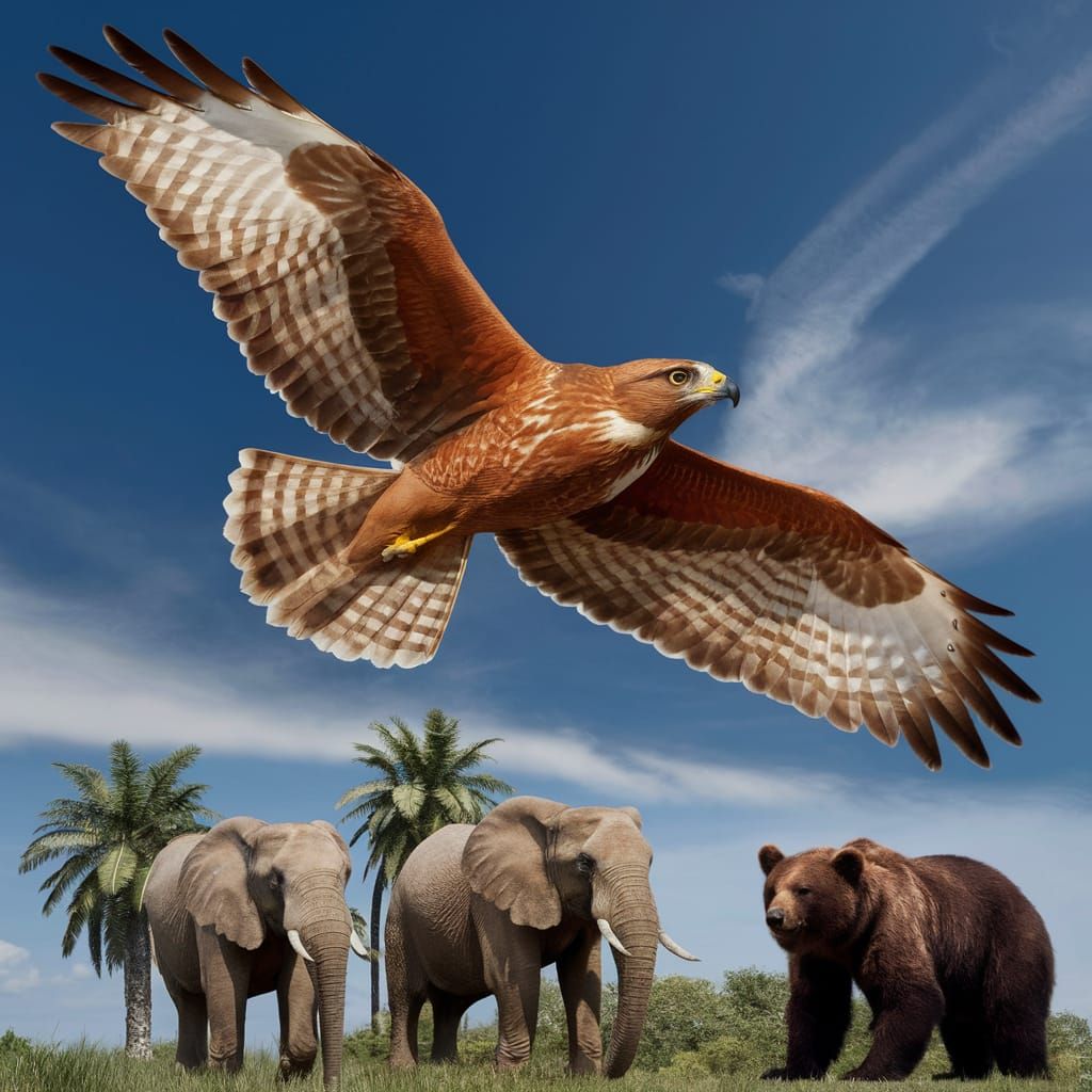 Majestic Hawk in Pristine Blue Sky with Wildlife