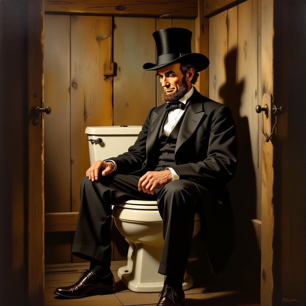 Abraham Lincoln in Thoughtful Solitude, Oil Painting