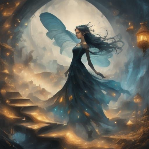 Surreal Double Exposure Stairway to Abstract Doorway