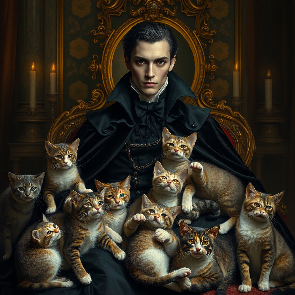 Vampire Cat Lover in Baroque Interior