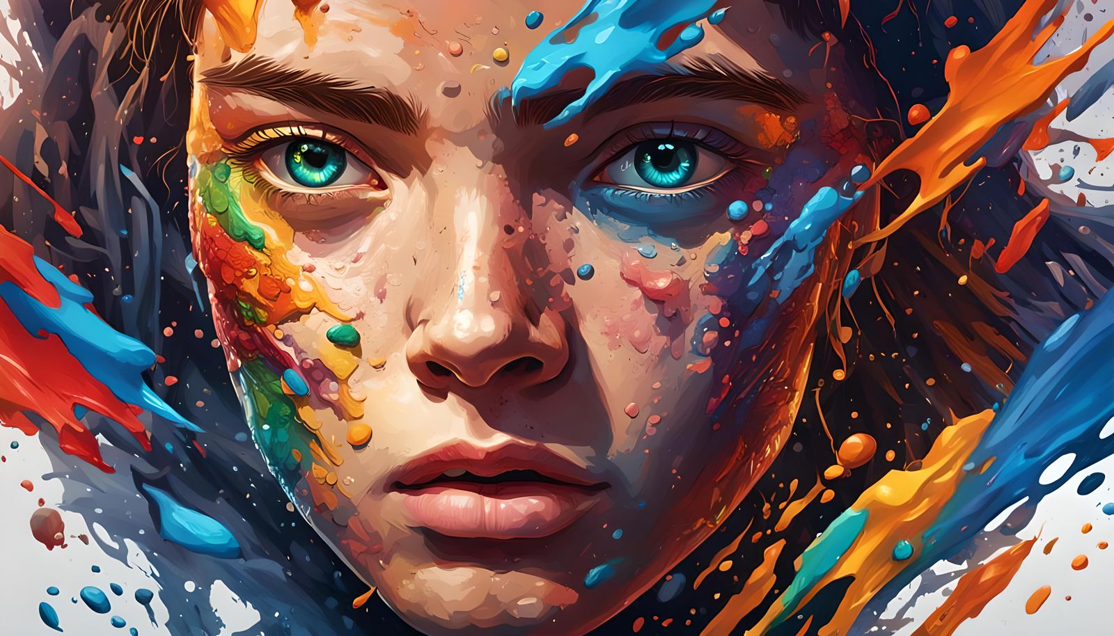 Hyperrealistic Portrait in Vibrant Splash Art