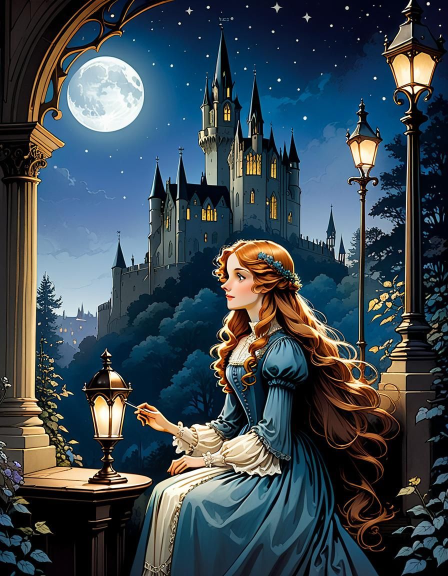 Russet Tresses in the Moonlight