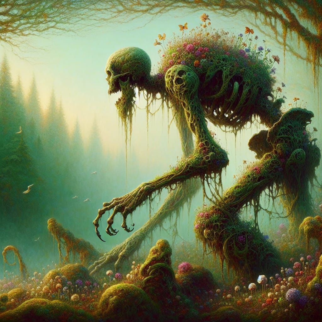 Ethereal Zombie Emerges from a Floral Apocalypse