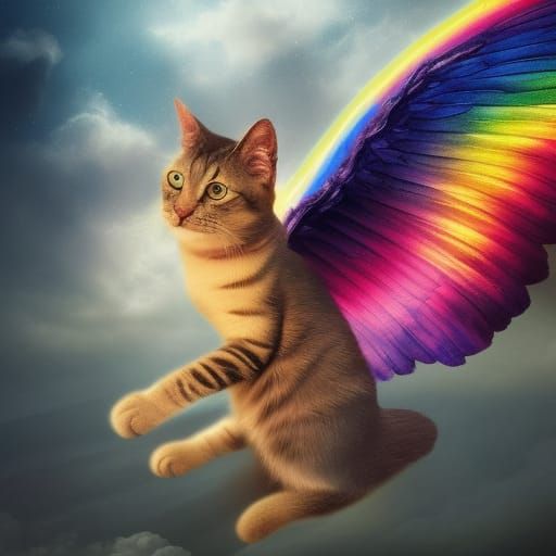 Rainbow Cat Angel: Epic Digital Matte Painting