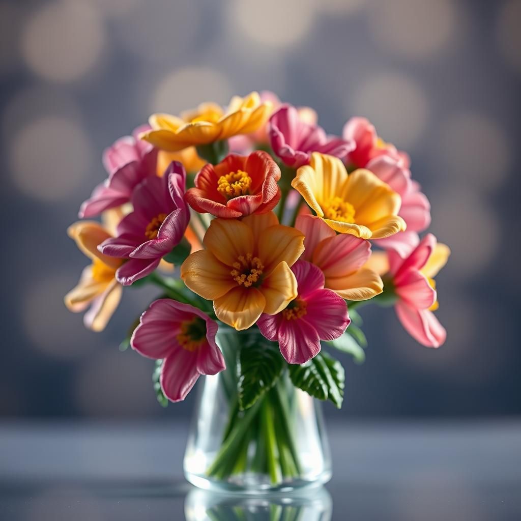 Enameled Glass Flowers: Hyperrealistic Maximalist Bouquet