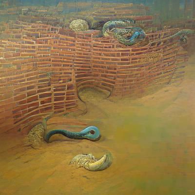 Dystopian Snake Pit Landscape in Beksinski Style