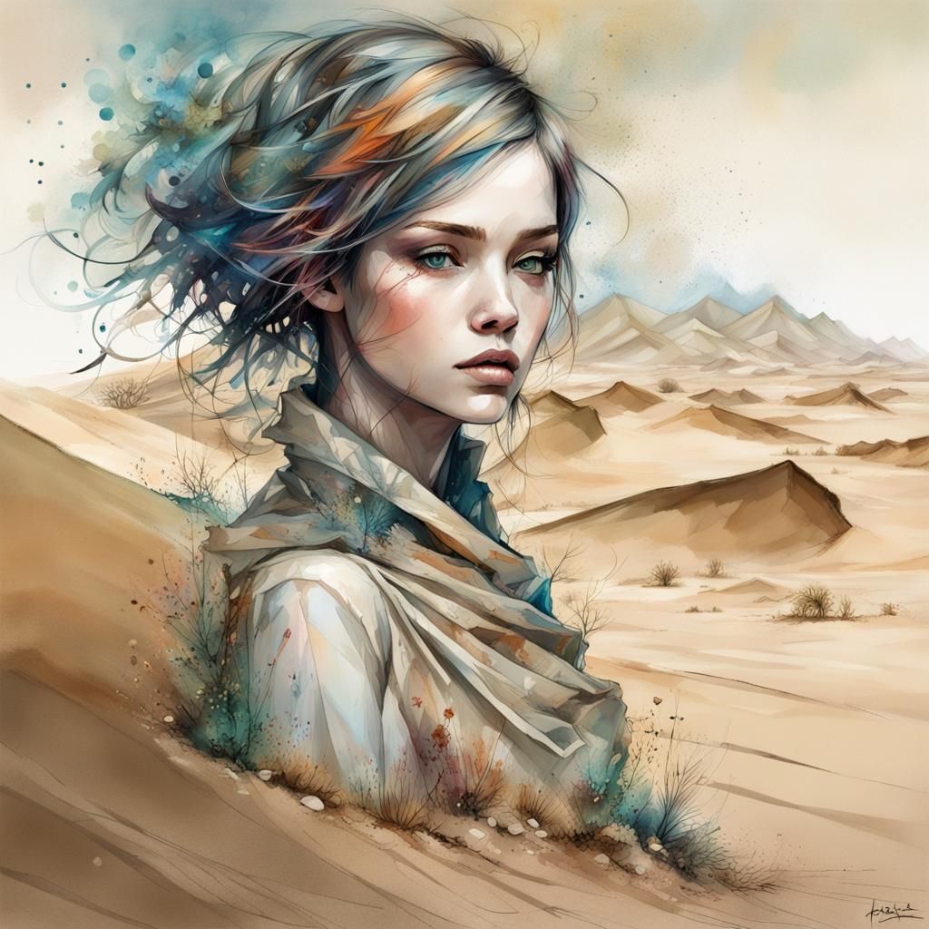 Surreal Desert Landscape in Digital Art Style