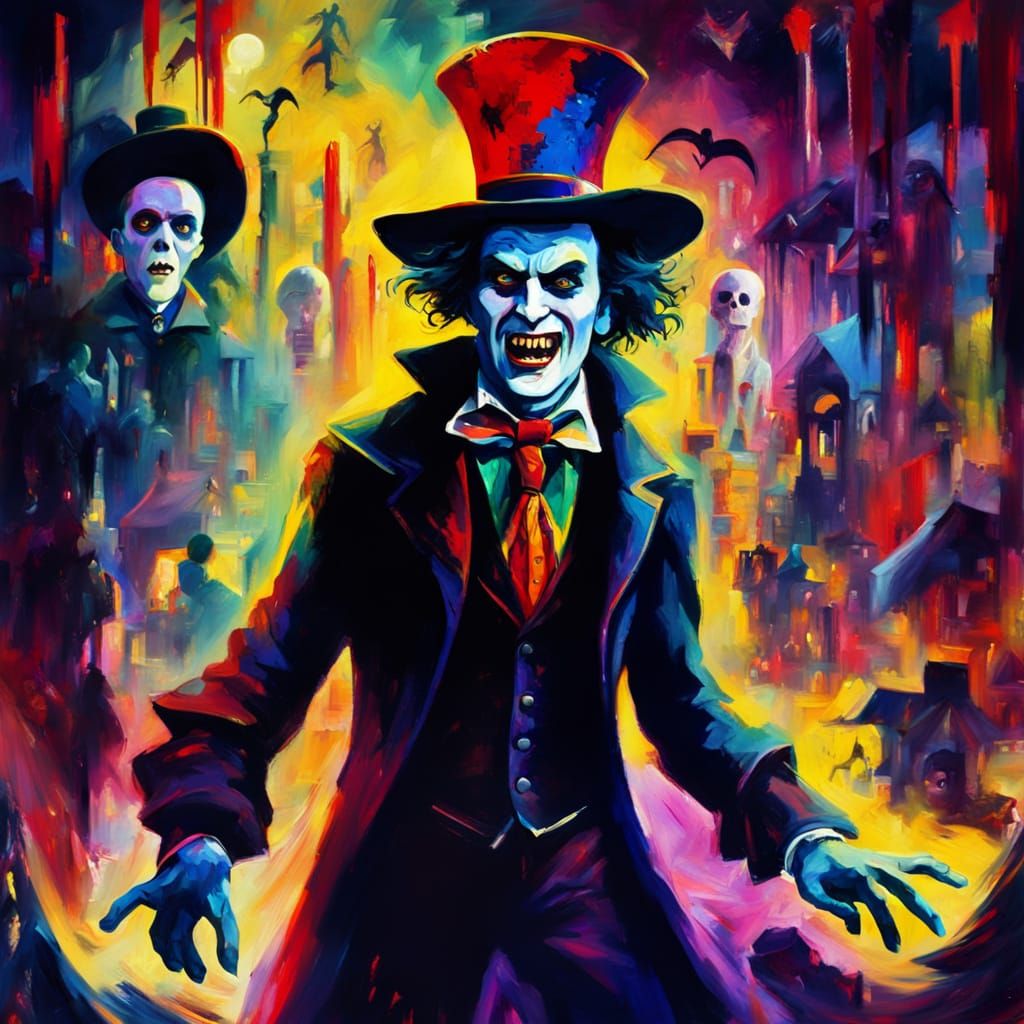 Vampire in Digital Circus Amidst Spooky Festival