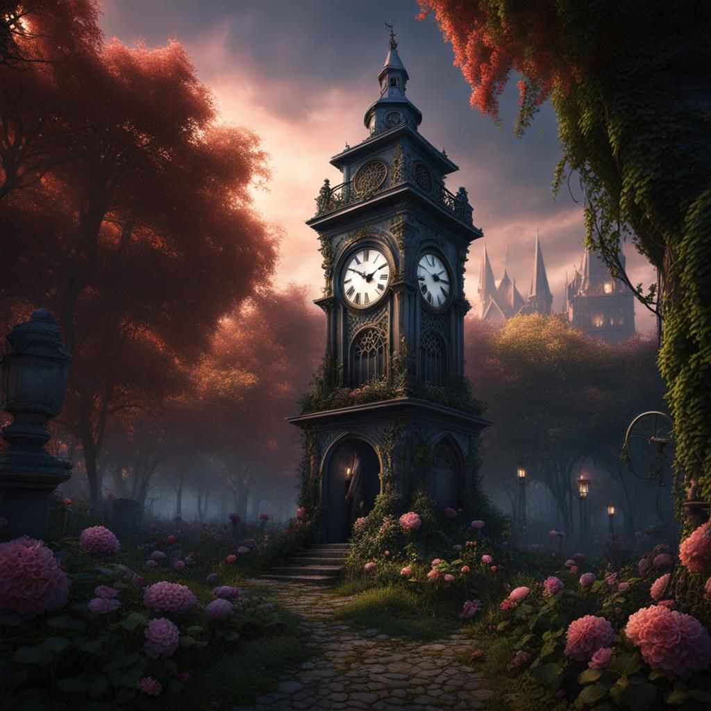 Haunted Clock Tower in Mystical Witch's Garden