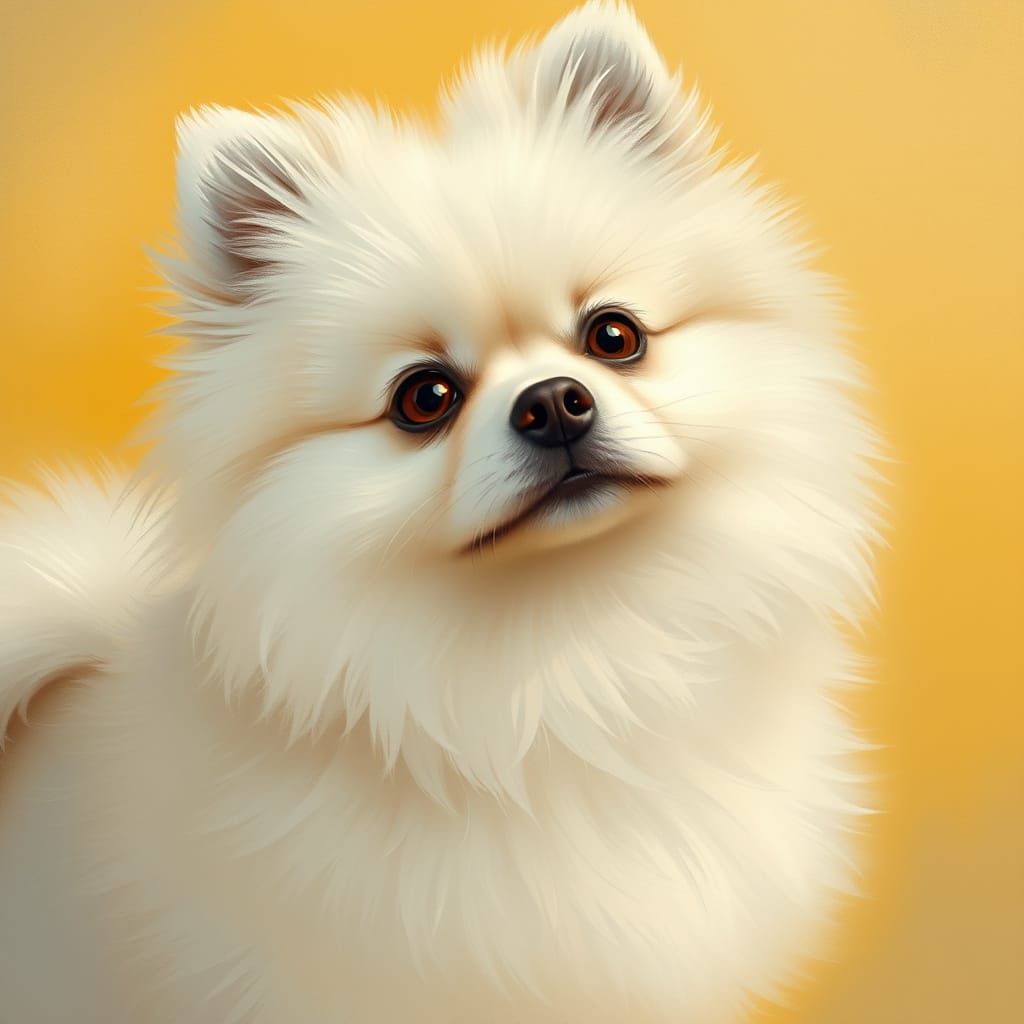 Whimsical Pomeranian Portrait in Dreamy Watercolor Style
