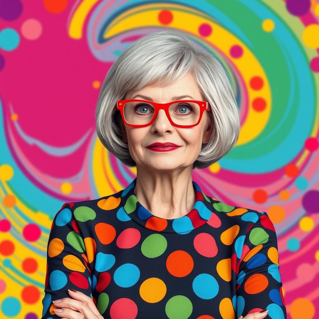 Colorful Senior Woman in Pop Art Style